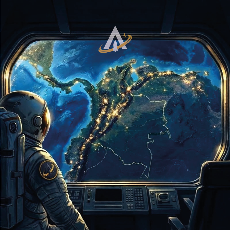 Astronauta observando Colombia desde el espacio